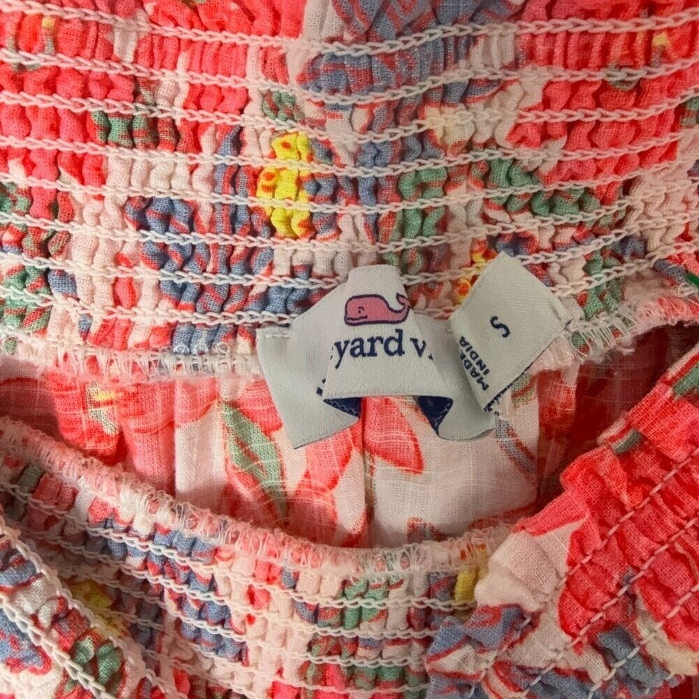 Vineyard Vines Shirt Womens Small Pink Floral‎ Lightweight Off the Shoulder - Picture 2 of 10